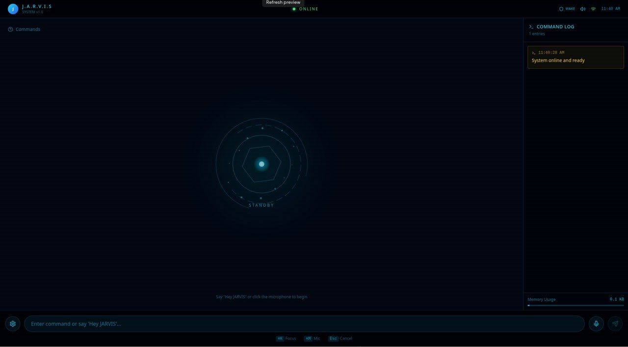 JARVIS voice assistant on standby: say Hey JARVIS to begin